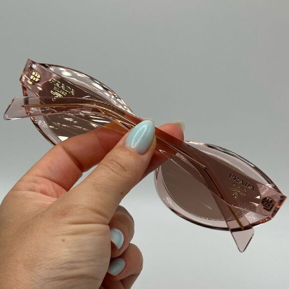 BRAND NEW PRADA Symbol PR26ZS 19Q10D Transparent Peach/Light Brown Sunglasses - Picture 11 of 14